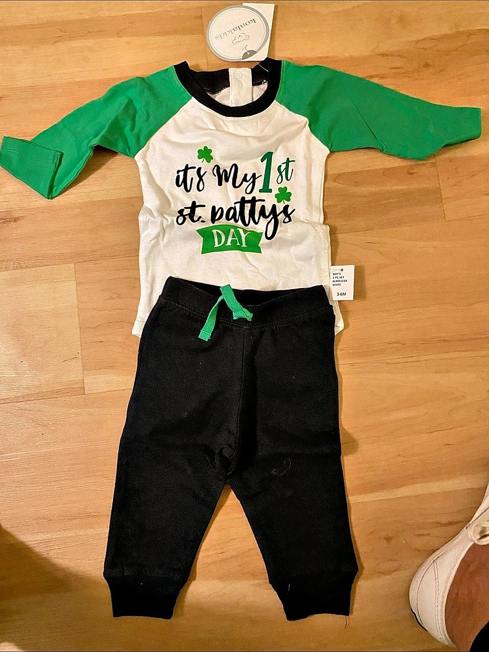 koal kids Baby Green & Black Matching Set Size 3-6M NWT